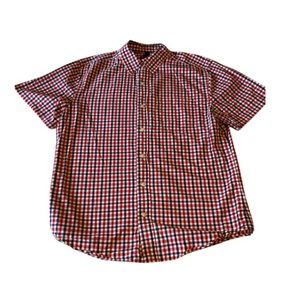 Gap Mens’ Navy/Red Plaid Short Sleeve Button Down Shirt | Sz L